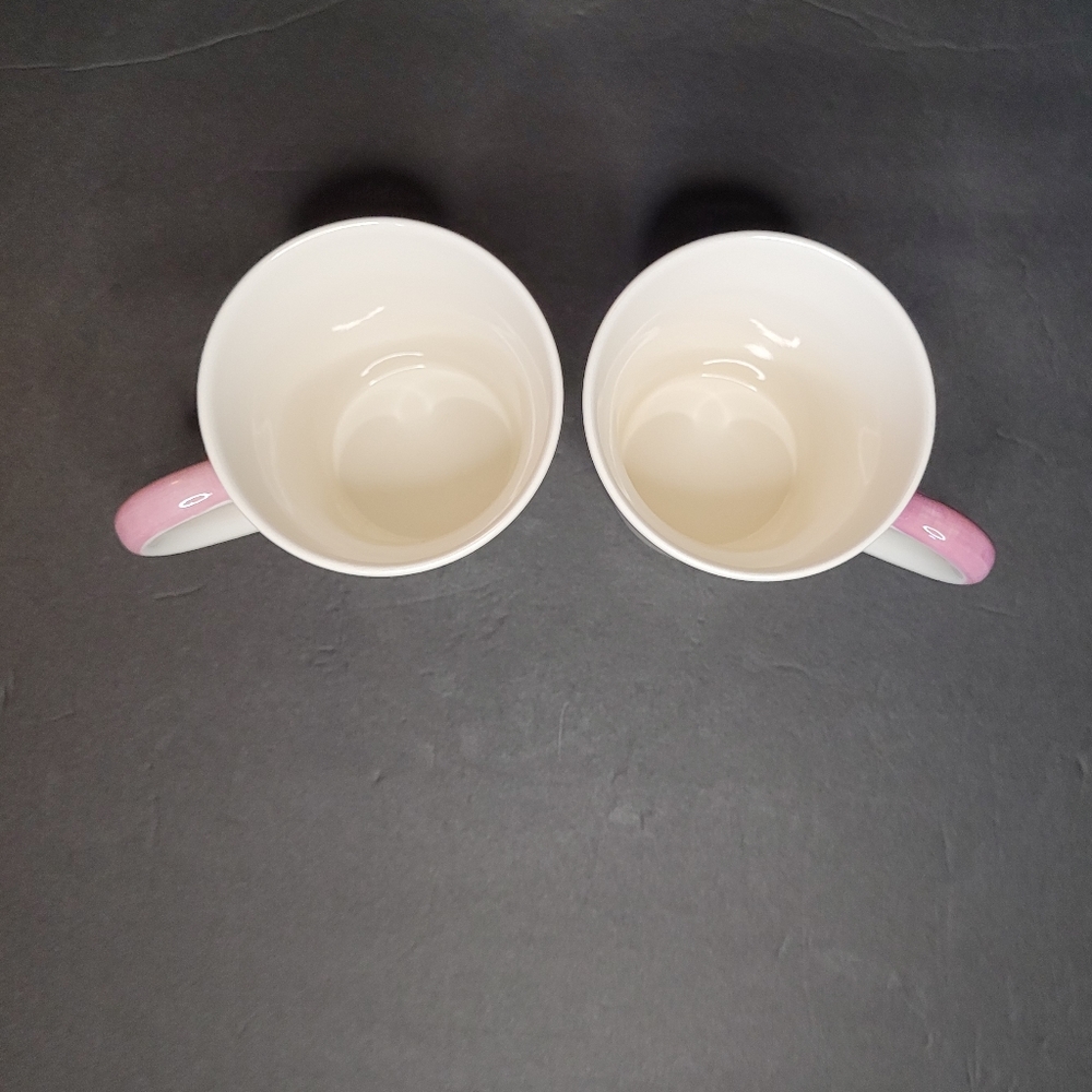 Lovely Handpainted Cream Floral Stoneware Mugs Set of 2 RARE - Picture 6 of 10